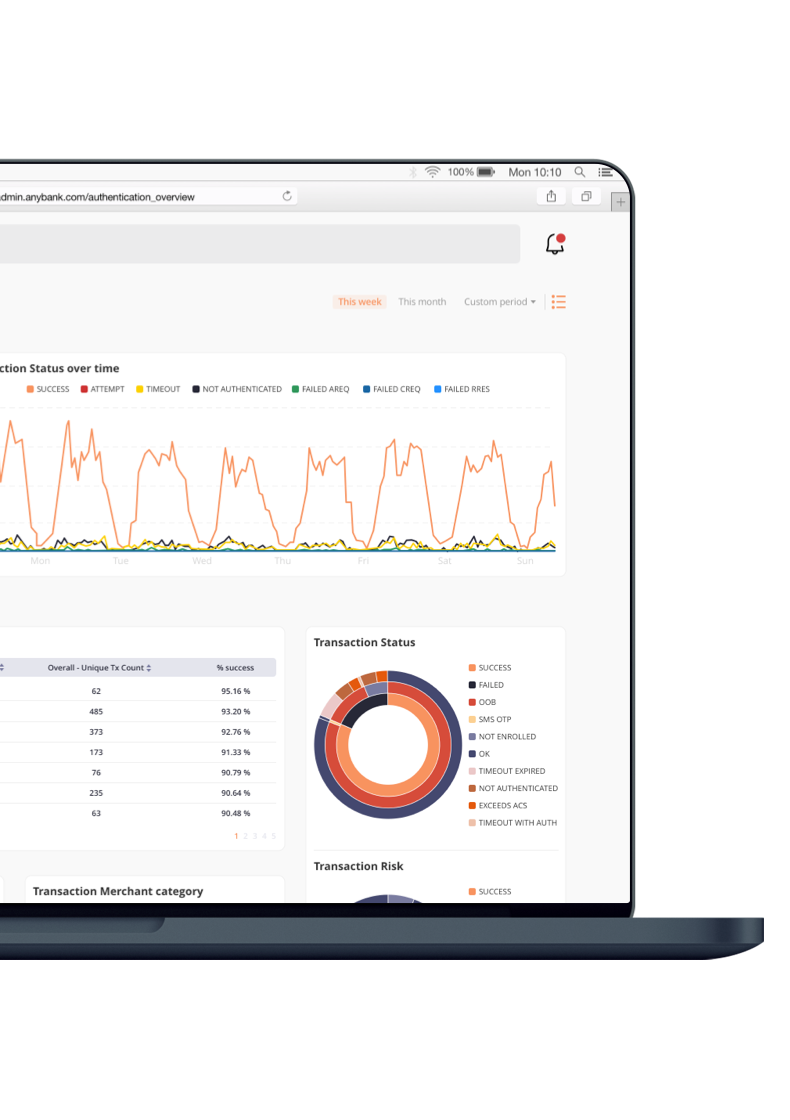 laptop with screen of Openpay ACS to monitor the 3ds authentication